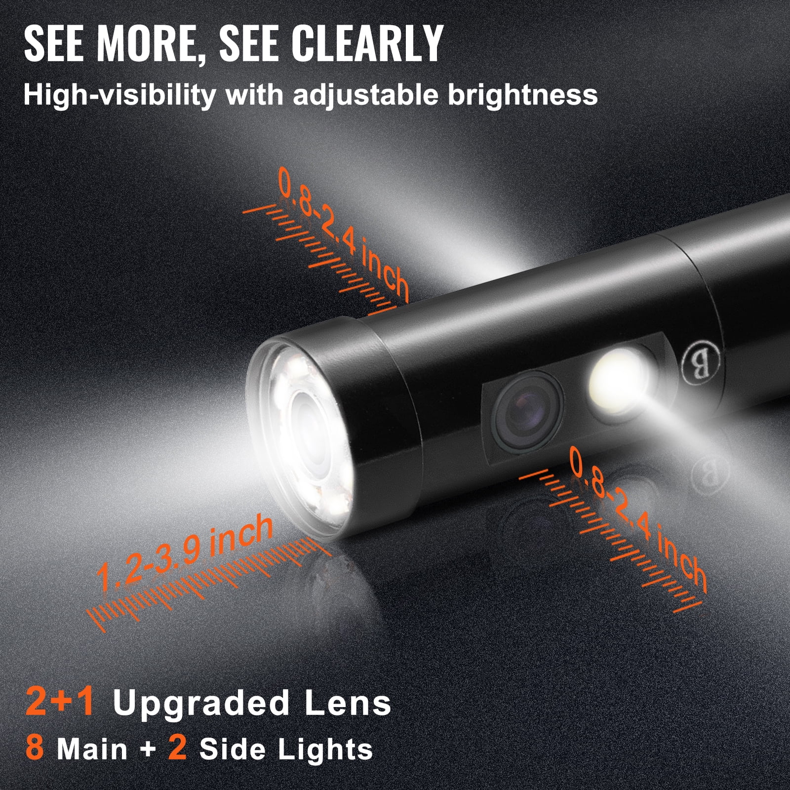 KFFKFF Camera Scope with Light, Tri-Lens Illuminated Endoscope, 4.5" Display 1080P Diagnostic Device with 10 LED Illumination, IP67 Water-Resistant Sewer Inspection Device