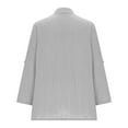 thumbnail image 4 of EDFBUYKRS Linen Button Down Shirts for Women Roll up Long Sleeve V Neck Blouse Tops with Pockets S, 4 of 5