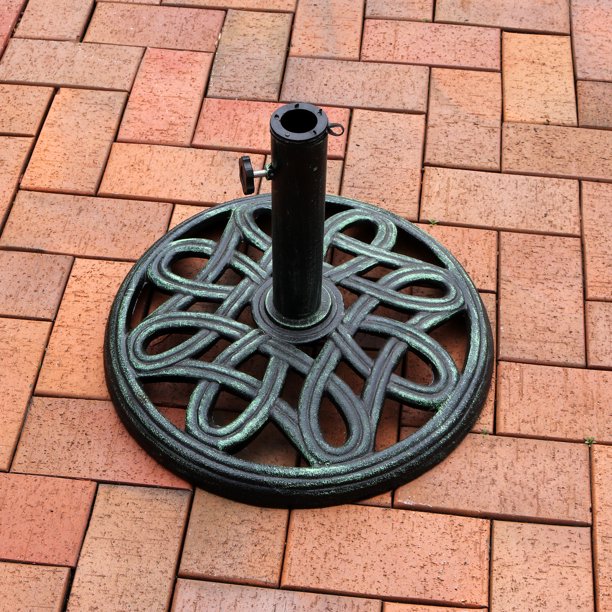 Sunnydaze Heavy Duty Round Cast Iron Outdoor Patio Umbrella Base Stand 17 Inch Walmart Com Walmart Com