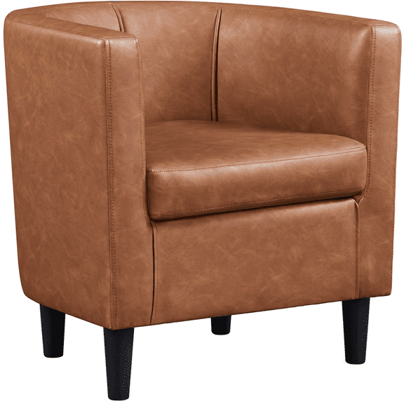 Renwick Faux Leather Upholstered Club Chair for Livingroom, Brown