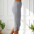 thumbnail image 6 of NinXxx Women's Elastic Waist Pure Color Blend Cropped Trousers Everyday Grey S, 6 of 7