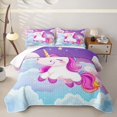thumbnail image 2 of Erosebridal Cartoon Unicorn Girls Bed Spread Queen,Kawaii Cute Animals Queen Coverlet Set For Kids,3pcs, 2 of 7