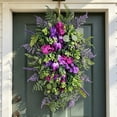 thumbnail image 4 of Nkmbld Front Door Wreath, Green Leaf Tulip Wreaths for Indoor Outdoor Farmhouse Home Porch Wall Window Festival Wedding Decor, 4 of 8