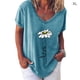 thumbnail image 2 of Sonducket Camiseta de mujer con cuello en V y estampado de flores, manga corta, tela suelta Prendas para la parte inferior del cuerpo azul XL Sonducket AP002134-28, 2 of 3