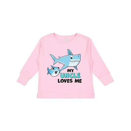 

Inktastic My Uncle Loves Me with Cute Sharks Gift Toddler Boy or Toddler Girl Long Sleeve T-Shirt