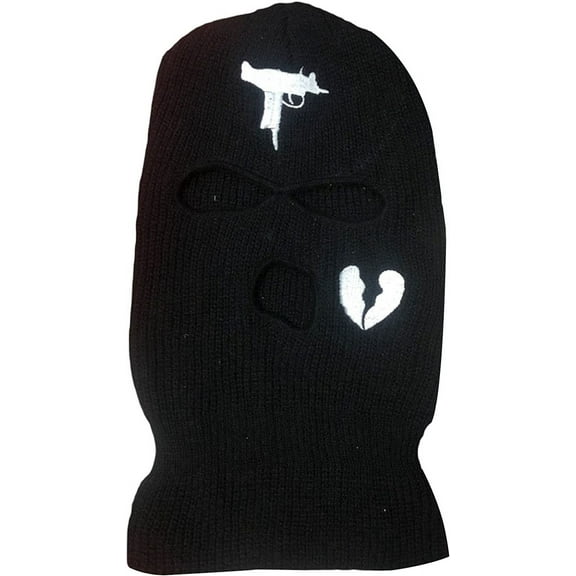 GRNSHTS 3-Hole Full Face Cover, Thermal Knit Ski Mask Winter Balaclava Cap for Outdoor Sports (Black)
