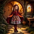 thumbnail image 2 of Faraee Girls Little Red Riding Hood Theme Dress Set Sleeveless Dress with Cloak Kids Festival Birthday Party Outfit Size 3-12 Years, 2 of 8