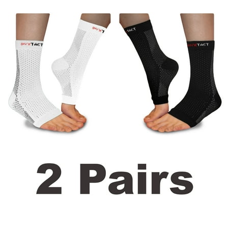 ONYX TACT Compression Sleeve for Foot Relief & Arch Support - Aids Swollen Feet, Edema Relief, Plantar Fasciitis, & Achilles Tendonitis - Better Comfort Than Night Splint (2 PAIRS, 1 BLK, 1