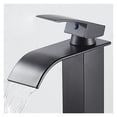thumbnail image 5 of Waterfall Square Bathroom Basin Faucet Brass Material Surface Blackened Deck Installation Hot and Cold Water Basin Sink Faucet, 5 of 7