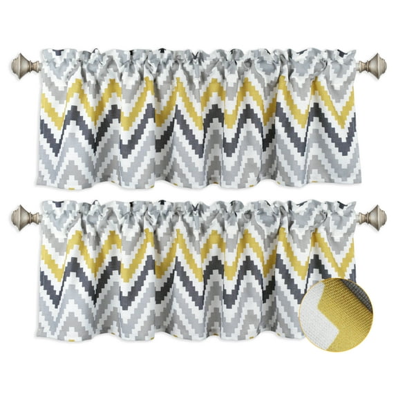Aiking Home Collection Silver Chevron Rod Pocket Light Filtering Curtains, 56” x 16” (2 Panels)