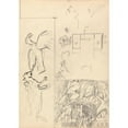 thumbnail image 2 of Spencer Frederick Gore 18x24 Black Ornate Framed Double Matted Museum Art Print Titled: Cave of the Golden Calf; Studies of Tree Houses, Animals and Floor Plan (1912), 2 of 5