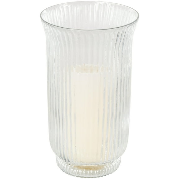 DecMode Glass Ribbed Fluted Candle Holder