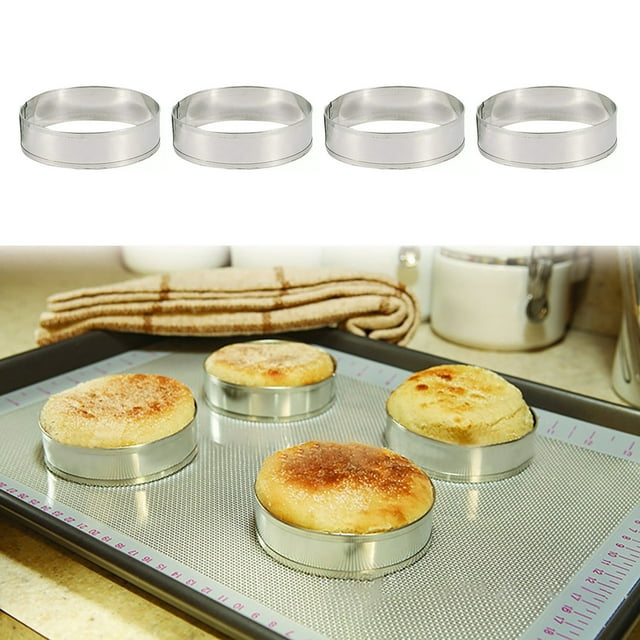Stainless Steel Bakeware Set Round Tower Cake Tart Crust Bread and Hamburger Ring for Home Baking