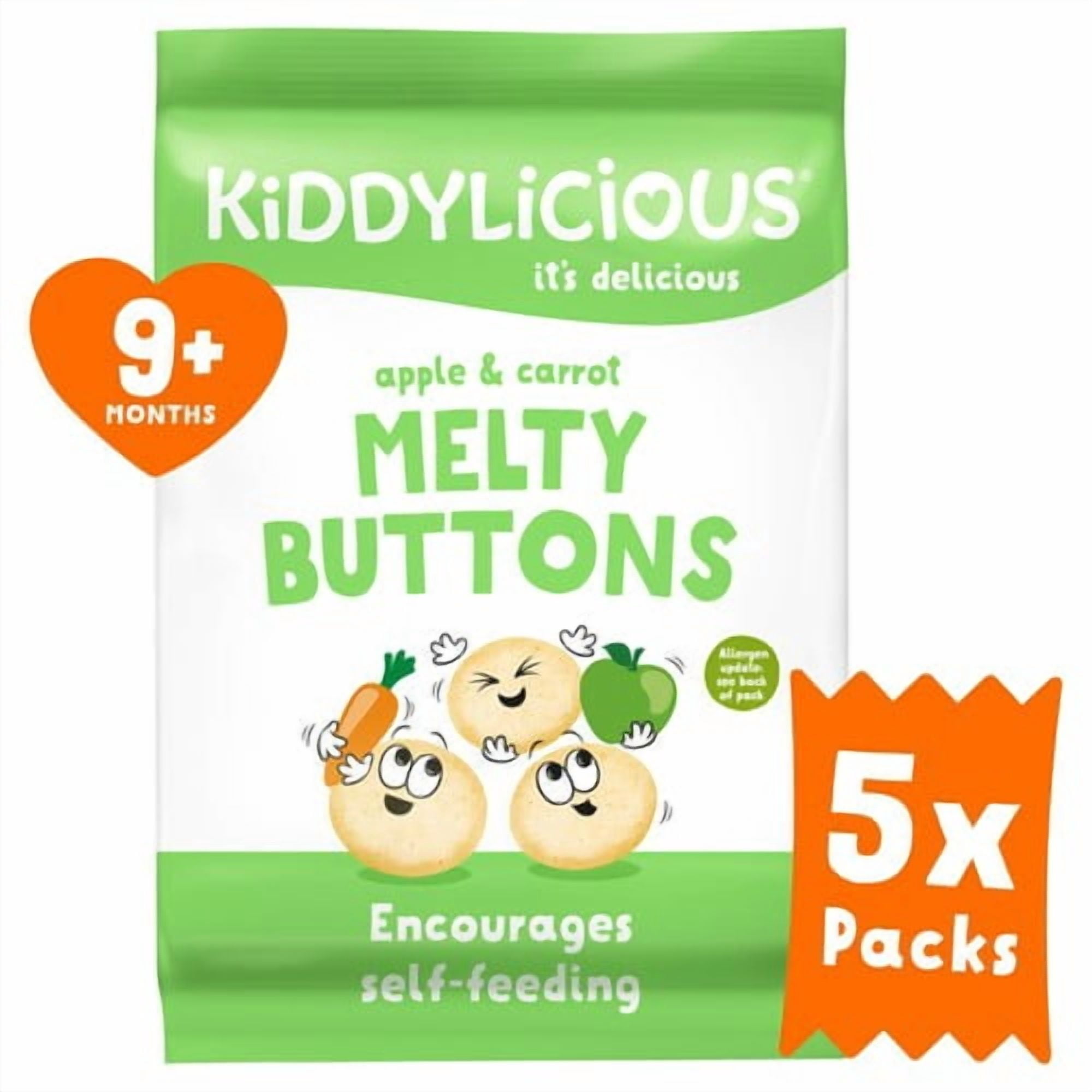 Kiddylicious Apple & Carrot Melty Buttons Baby Snacks Multi 5 x 6g, British Import (Pack of 2)
