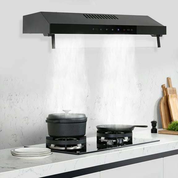 Wall Mount Under Cabinet Range Hood 24 inch 3 Speed Stainless Steel Kitchen Hood Ductless Range Hood Stove Vent Hood