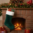 thumbnail image 6 of PMU Christmas Velvet Plush 1 Pc Emerald Green and White Stocking, 6 of 6