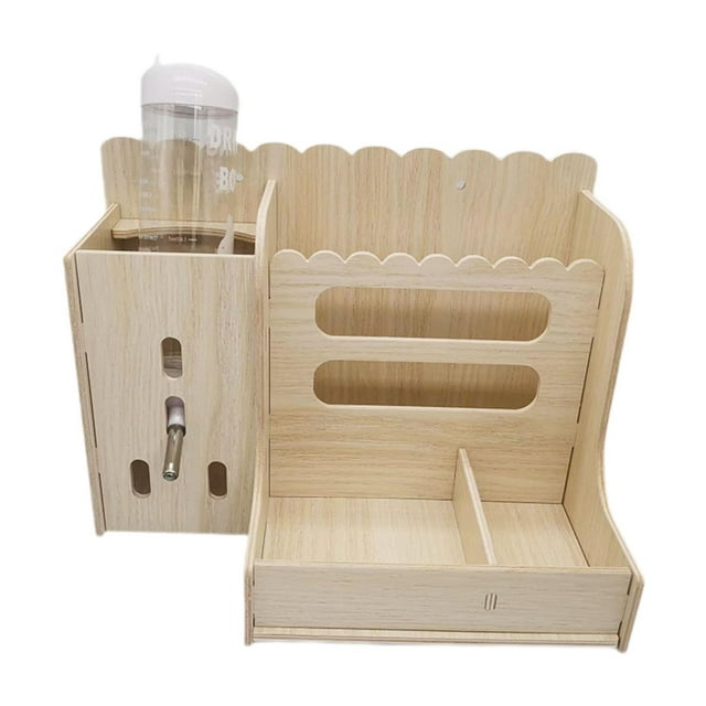 S SERENABLE Rabbits Wooden Hay Racks Sturdy Wooden Grass Dispenser for Chinchilla Hedgehog with kettle