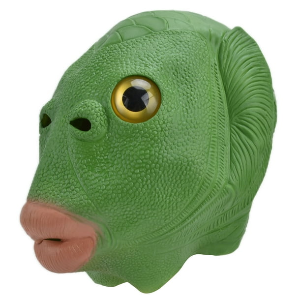 Máscara de disfraz, linda máscara de cabeza de pez, máscara de cabeza de pez, máscara de cabeza de Halloween, elegante y moderna