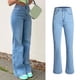 thumbnail image 3 of Gibobby Jeans dama Pantalones elásticos informales de cintura media de Color liso para mujer, pantalones sueltos para mujer, pantalones largos para mujer(Azul,G), 3 of 4