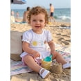 thumbnail image 4 of BemeyourBBs Toddler Baby Girls Summer Clothes Infant Baby Girl Summer Beach 2 Piece Outfits Cute Sun Castle Embroidery Short Sleeve T Shirt Tops and Ruffled Plaid Shorts Set, 4 of 9