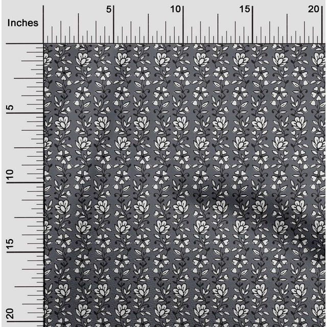 oneOone Silk Tabby Fabric Leaves & Floral Block Printed Craft Fabric BTY 42 Inch Wide