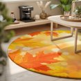 thumbnail image 3 of Round Rugs 5Ft, Orange Yellow Fall Round Area Rug Washable Indoor Throw Carpet, Thanksgiving Maple Leaves Soft Non Slip Circle Rug for Cabinet Bathroom Home Decor Aesthetic, 3 of 8