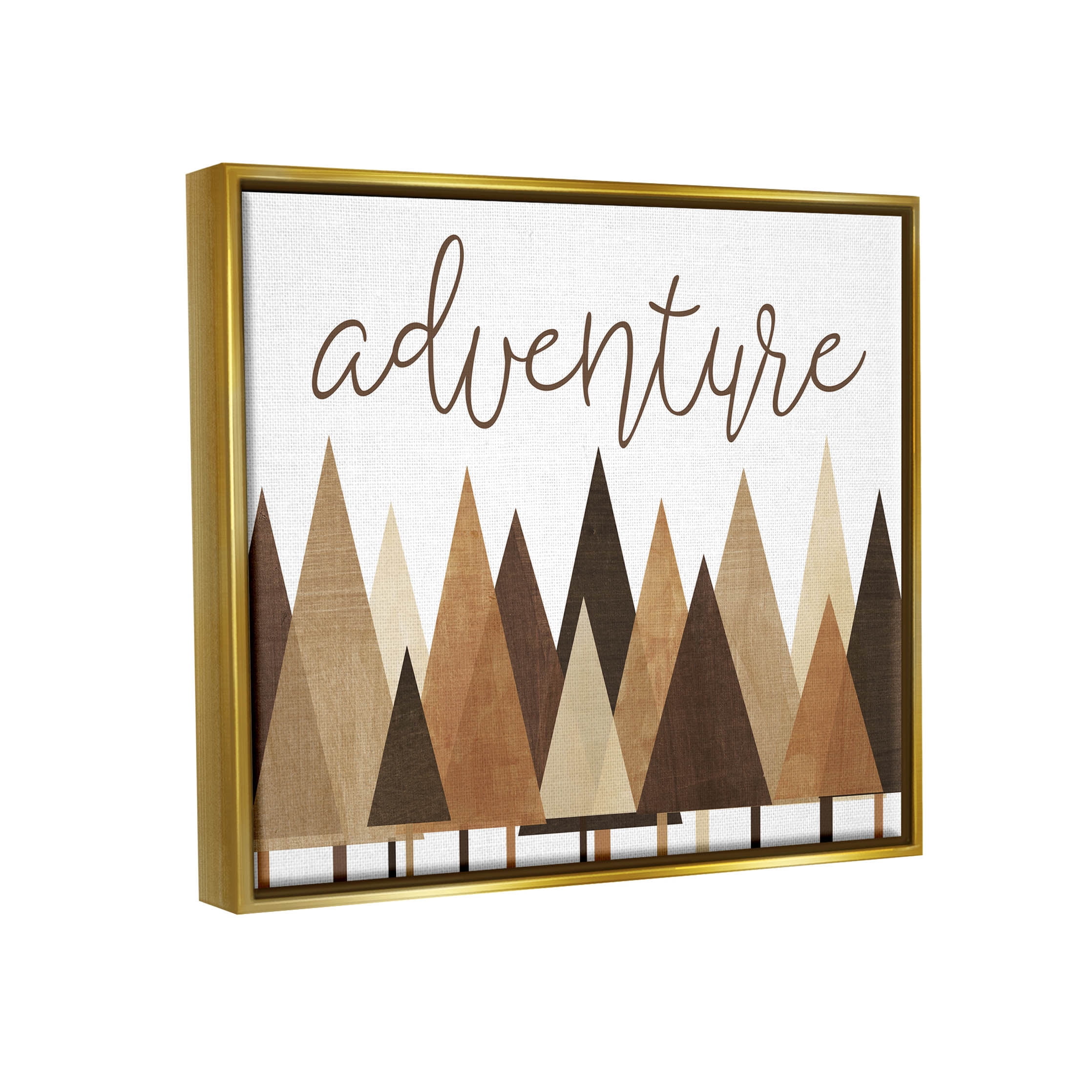 Stupell Industries Adventure Geometric Forest Trees Graphic Art Metallic Gold Floating Framed Canvas Print Wall Art, Design by Alli Rogosich