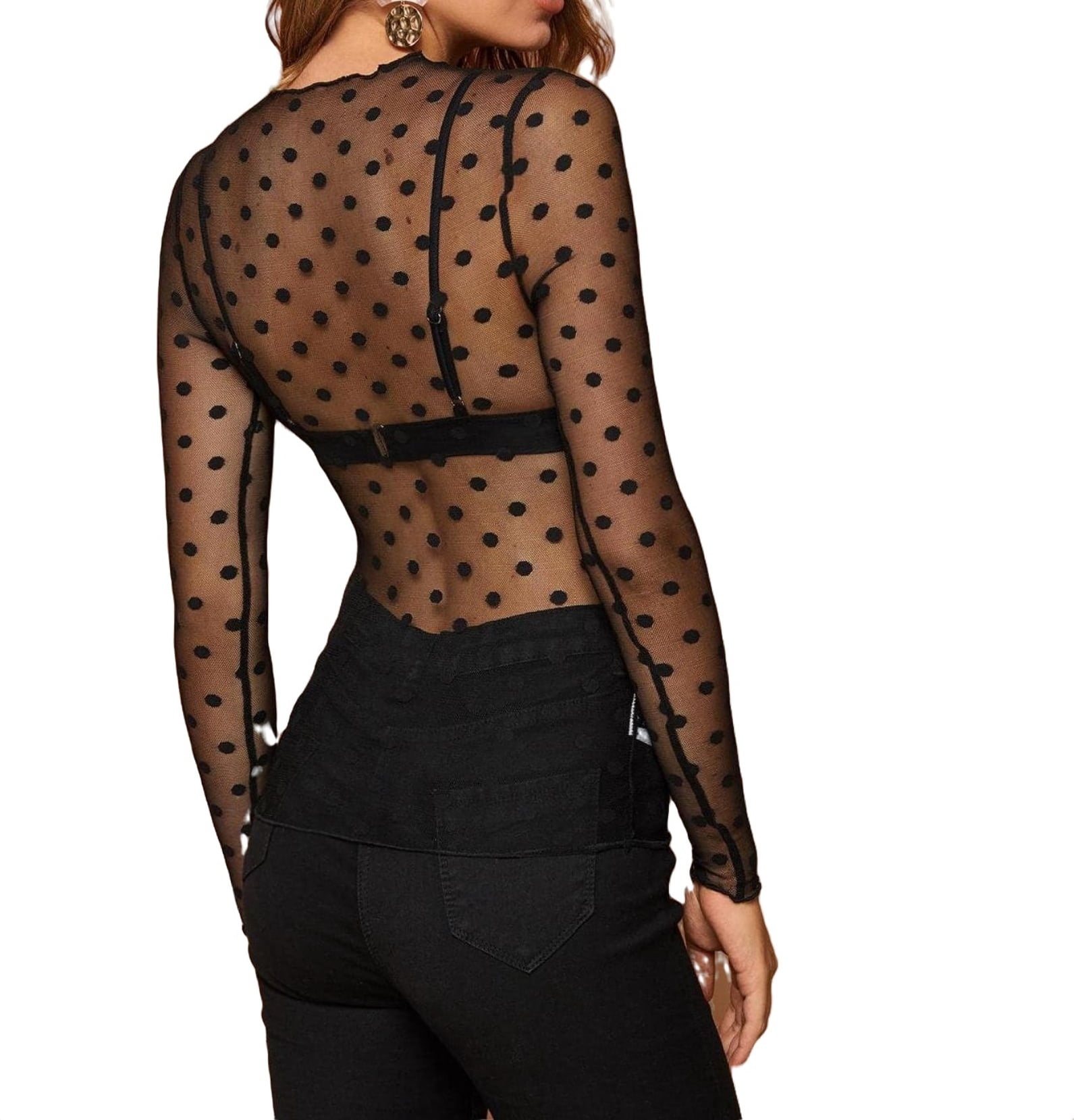 mesh top polka dot