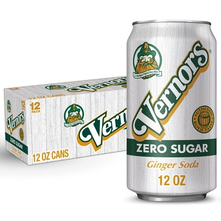 Vernors Zero Sugar Ginger Ale Soda Pop, 12 fl oz, 12 Pack Cans