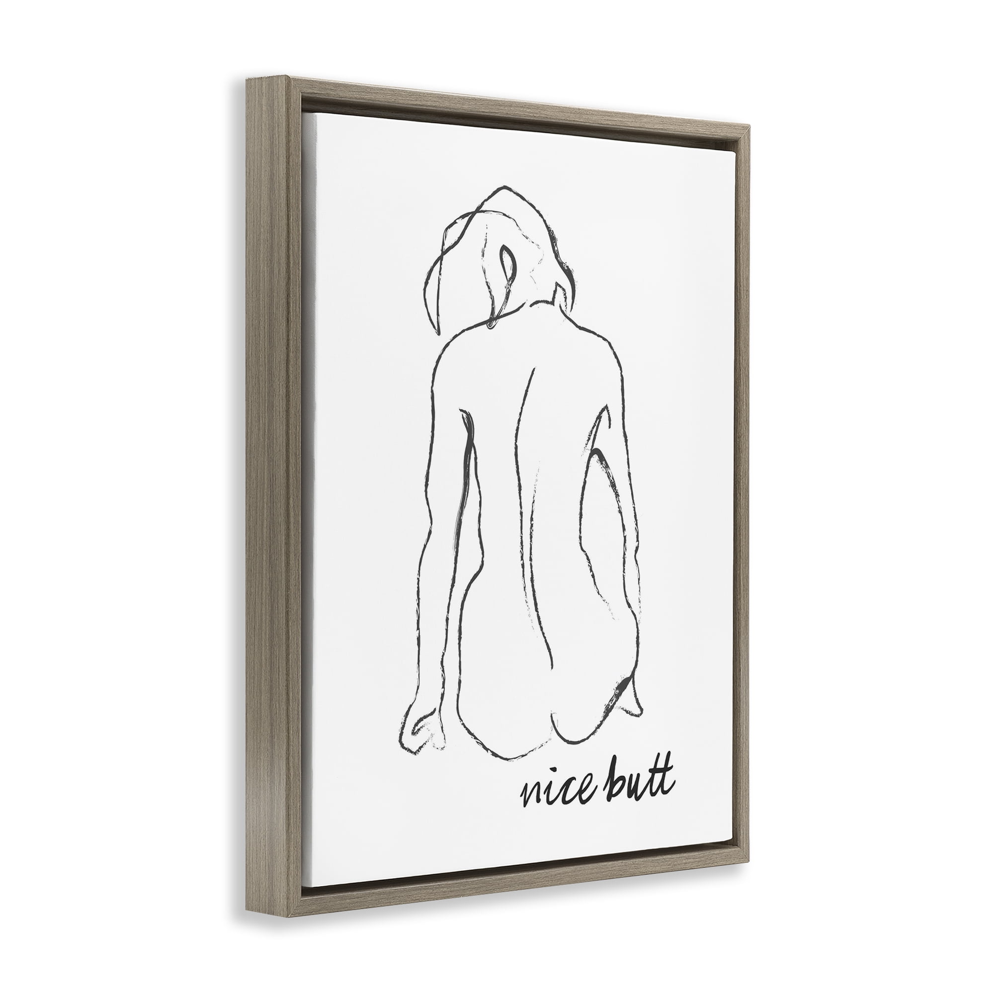 Stupell Industries Nice Butt Bathroom Refresh Brown Framed Floater Canvas Wall Art, design by Lettered and Lined