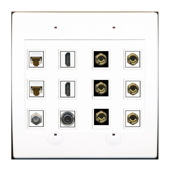 Ultra Spec Cables Custom Wall Plate White with up to 12 Keystone Ports