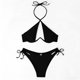 thumbnail image 5 of Trajes de baño Tankini Amzcrzy para mujer, trajes de baño, trajes de baño Bikini Conjunto de traje de baño con cordones estilo dividido de color sólido casual de moda para mujer Negro, S, 5 of 7