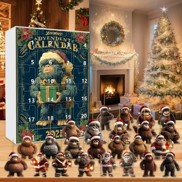 Calendario de cuenta regresiva para Navidad 2025 con 24 regalos sorpresa | Incluye muñecos de bebé 2D y adornos colgantes festivos | Decoración acrílica reutilizable para coronas de árbol y chimeneas