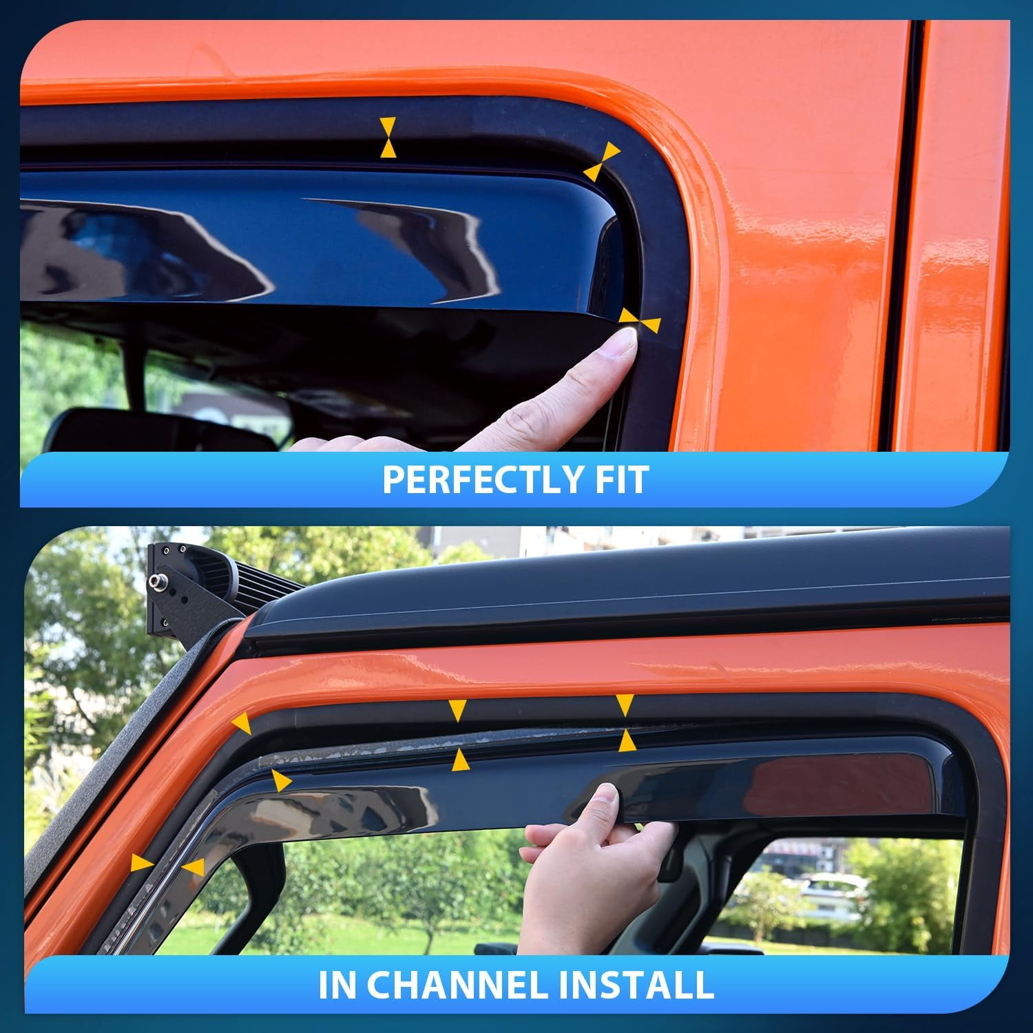 Nilight in Channel Window Deflectors for Toyota Tundra 2022 2023 2024 2025 Double Cab Vent Window Visors, Rain Guards-4PCS