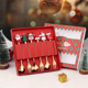 thumbnail image 2 of Juego de 4 tenedores y cucharas navideñas, vajilla de acero inoxidable, juego de tenedores y cucharas de café, té y postre, 2 of 5