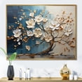 thumbnail image 2 of Designart "Golden Branches Blue and White Orchid Tree III" Extra Large Landscapes Framed Wall Art - Country Gold Tree Entryway Framed Wall Art Print, 2 of 7