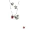 thumbnail image 2 of Delight Jewelry Acrylic Pink "Cool Cat / Purr Fect" Heart Silver tone Guardian Angel Charm Necklace and Stud Earrings, 2 of 4