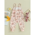 thumbnail image 5 of Suealasg Toddler Baby Girls Easter One Piece Jumpsuit 6M 12M 18M 2T 3T Kids Girl Sleeveless Flower Rabbit Carrot Print Overalls Infant Girl Spring Suspender Pants, 5 of 8