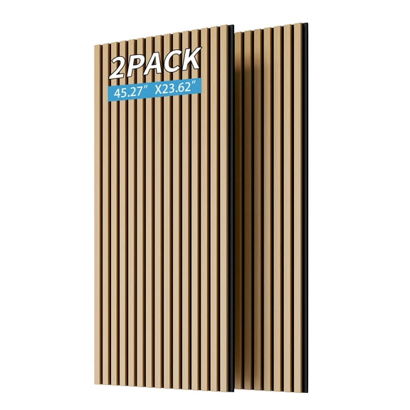 Cozynest 2 Pack Wood Slat Acoustic Panels 45.27 x 23.62 Inch 3D Fluted Sound Absorbing Panels for Wall and Ceiling