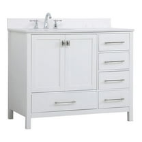 42 inch Single Bathroom Vanity in White with Backsplash