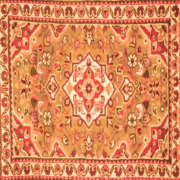 Ahgly Company Indoor Square Medallion Orange Traditional Area Rugs, 4' Square