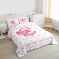 thumbnail image 3 of Homewish Bow-Tie Initial Alphabet C 3 Pieces Queen Comforter Set for Adults Female Girls,Letter Monogrammed C Ultra Soft Bedding Sets,Cartoon Bow Bedding Comforter Set Breathable, 3 of 8