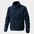 thumbnail image 2 of Lovskoo Mens Winter Coats Polar Fleece Thick Thermal Long Sleeve Stand Collar Pockets Recreation Coat Dark Blue, 2 of 5