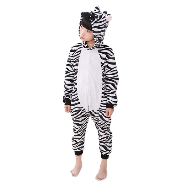 WAFUNNE Kids Zebra Costume Cosplay Halloween Animal Onesie for Boys Girls Child Zebra Black S
