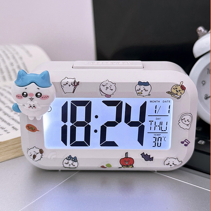 Chiikawa Style Multifunctional Alarm Clock For Learning Timed Night Light Exquisite Desktop Clock Cute Alarm Clock Gift