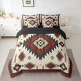 thumbnail image 2 of jejeloiu Ancient Bohemian Aztec 7pcs Bedding Comforter Set,Boho Exotic Style Queen Bedding Sets,Beige Red Black Queen Sheet Sets For Men Women,Breathable Home Decor Reversible, 2 of 8