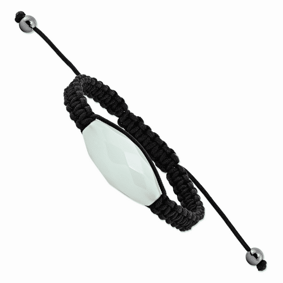 13x30mm Agate Aqua W / Hématite et Bracelet Cordon Noir Pouce "Bracelets