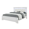 thumbnail image 4 of Shaker Style White Full Bed Frame with Crystal Tufted Faux Leather LED Headboard - Contemporary Rubberwood &amp; MDF Panel Bed for Bedroom, Box Spring Required, 58.5"W, 4 of 5