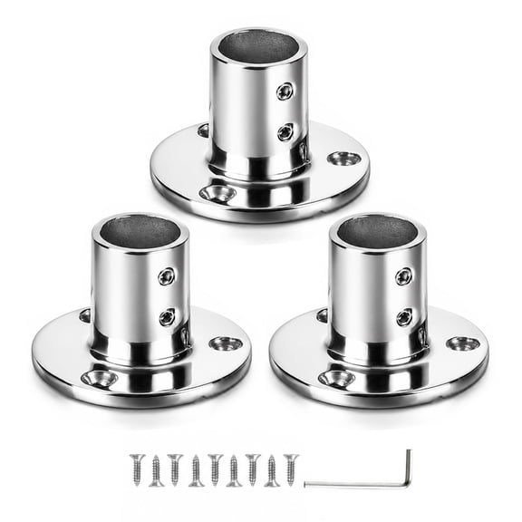 Marine Grade 316 Stainless Steel Boat Hand Rail Base, 90-Degree Round Deck Fitting for 7/8 inch Tube, 3-Pack