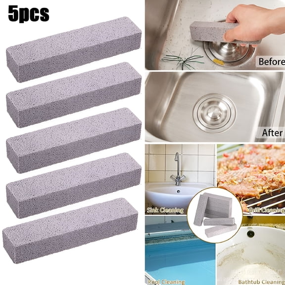 ACDANC 5pcs Stones Cleaning Scouring Pad Grey Pumice Stick Cleaner for Kitchen Bathroom